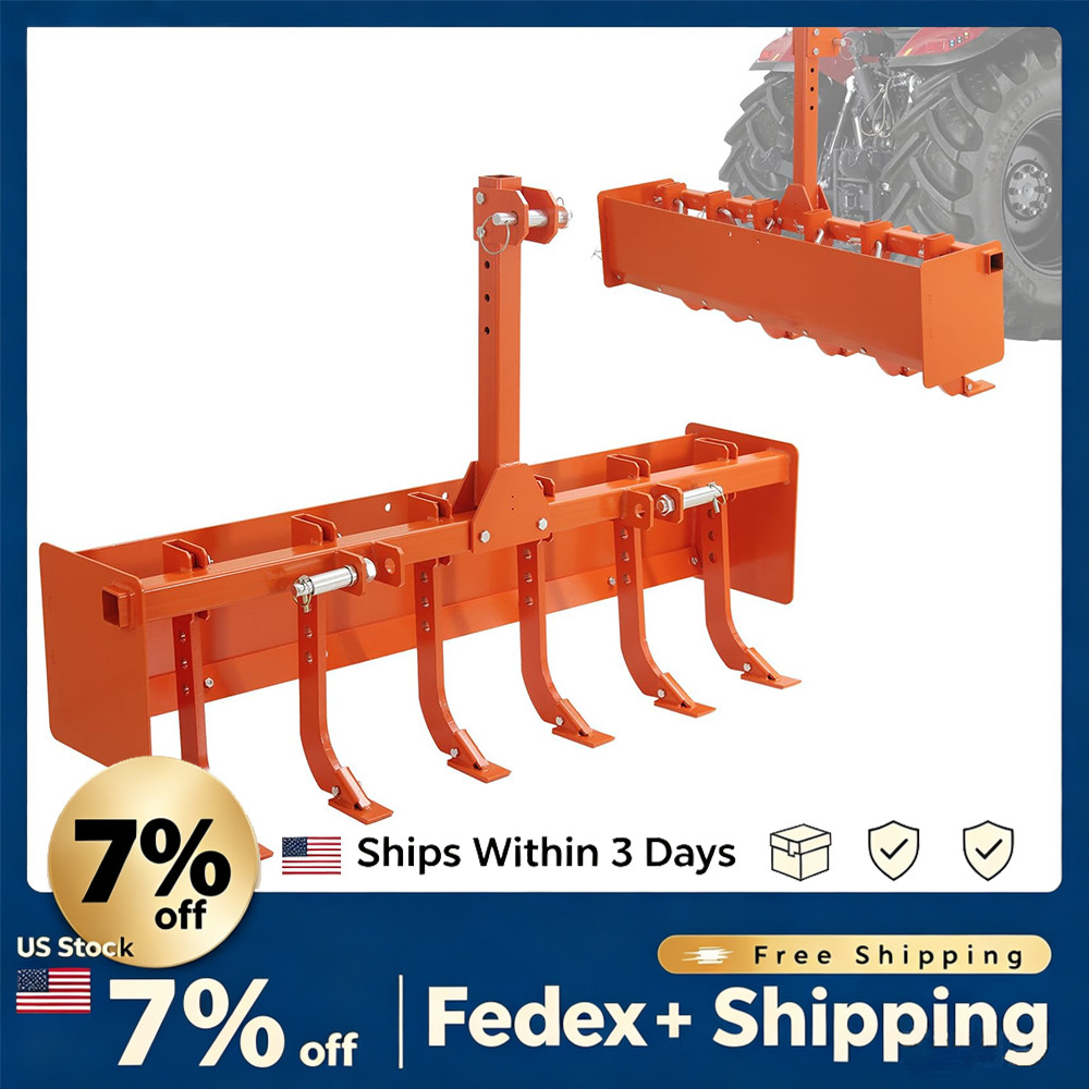 Tractor Box Scraper 55 Inch 3 Point Hitch Attachment Cat 0 Cat 1 Heavy Duty