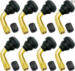 8PCS Tubeless Tire Valve Stems, 90 Degree Angled Bent Brass Stems with Snap-in R