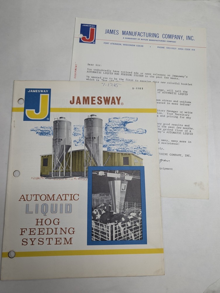 JAMESWAY HOG FEEDING SYSTEM CATALOG 1965 SALES LITERATURE BROCHURE F1136 S-1102