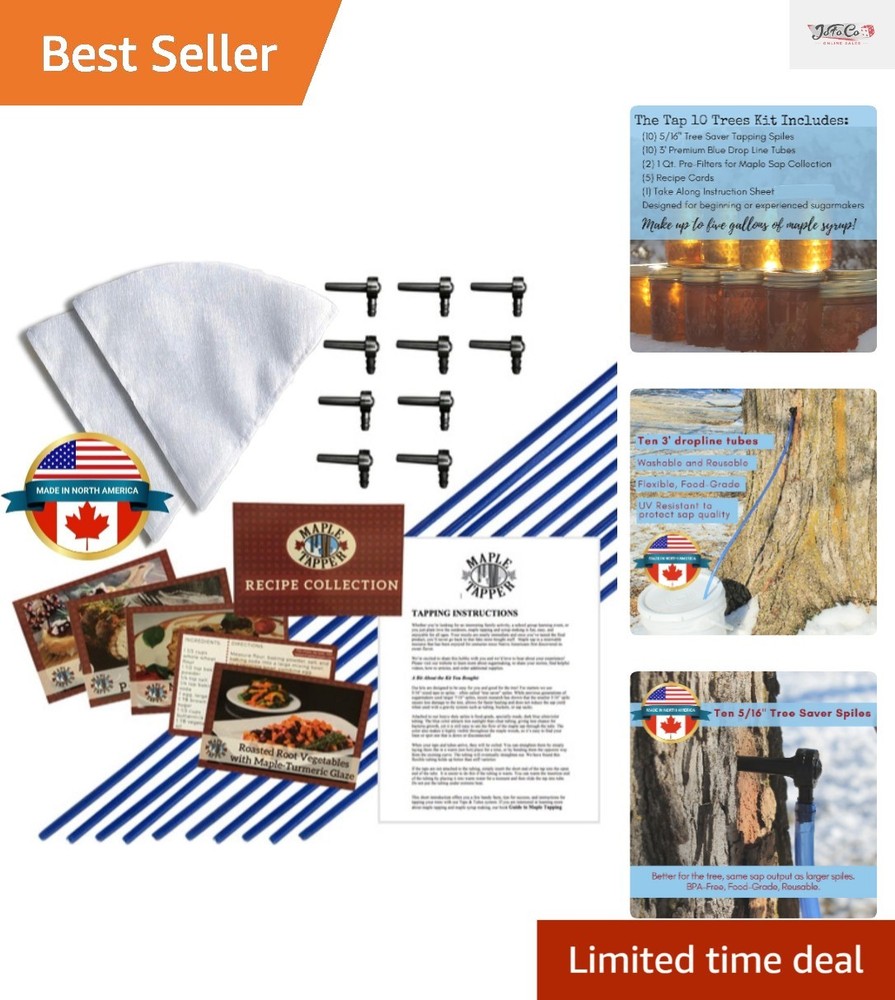 North American Maple Syrup Kit with 10 Spiles, Instruction Sheet & Recipe Cards