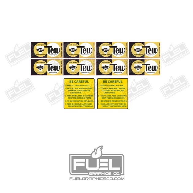 Tew and Be Careful Custom Premium Vinyl Decal 10 piece Set