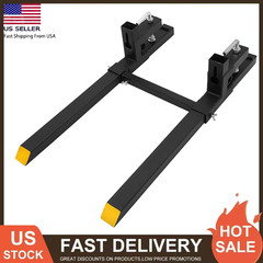 43″ Clamp on Pallet Forks 2500lbs Tractor Forks with Adjustable Stabilizer Bar