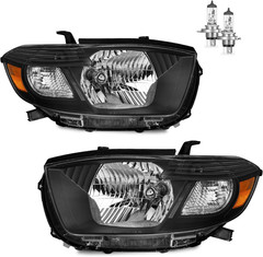 2008-2010 Toyota Highlander Headlight Assembly Pair Chrome Driver Passenger