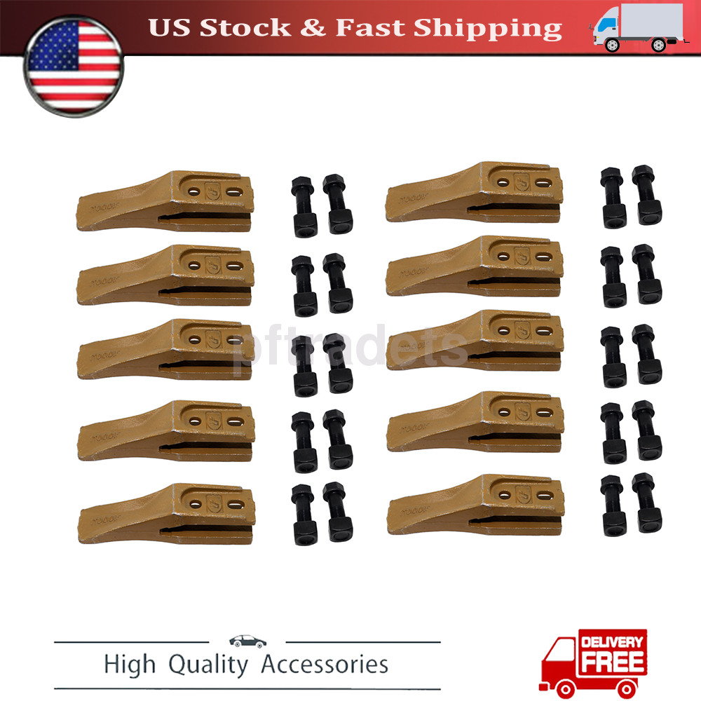 10 Pack Skid Steer Bucket Unitooth Trenching Bucket Teeth w/ Bolts &Nuts 6684447