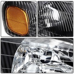 1998-2000 Toyota Corolla Headlights Clear Lens Black Housing Amber Reflector