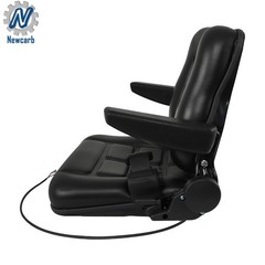 Black Forklift Seat PVC Tractor Seat W/ Armrests Seat Belt Seat Switch Universal