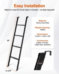 RV Bunk Bed Ladder, 55 Inch Anti-Slip Bunk Ladder, Heavy Duty 330 lbs Max Cap…