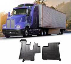 Semi Truck Black Floor Mats Liners Fits T600, T660, T800, W900 -2Pcs