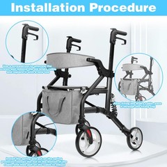 14Pcs Brake Cable Drive Rollator Replacement Parts, Parts Black