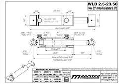 Hydraulic Cylinder For Loader Double Acting 2.5″ Bore 23.5″ Stroke 2.5×23.5 NEW