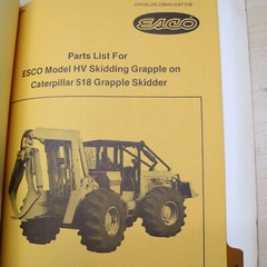 ESCO model HV CATERPILLAR 518 Grapple Skidder Parts Operation Owner Manual guide
