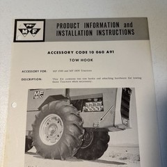 1970 Massey Ferguson Tractor Tow Hook Accessory Codes Product Information