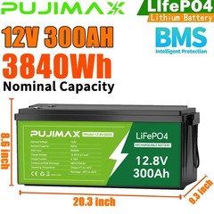 NEW 12V 300AH LiFePO4 Lithium Battery 15000 Deep Cycle BMS for Solar RV Off-grid