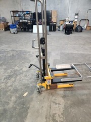 manual pallet stacker, 2200LBS CAPACITY 78 INCHES IN HEIGHT, LIFT 5 FEET 3 INCHS