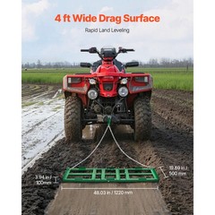 Uimoso Drag Harrow 4 ft Heavy Duty Tow Behind Drag Harrow Driveway Grader Rake