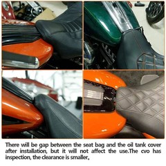 Two Pieces 2-Up Motorcycle Driver Passenger Low Profile Leather Seat For Harley