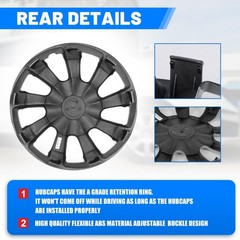 16 Inch Black Matte Hubcaps Set of 4 ABS Universal Wheel Rim Covers 5084