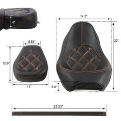 Two Pieces 2-Up Motorcycle Driver Passenger Low Profile Leather Seat For Harley