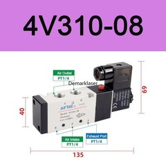 AirTAC 12V 24V 110V 220V Pneumatic Electric Solenoid Air Valve 5 Way 2 Position