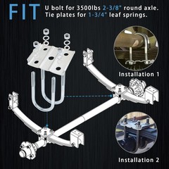 iBroPrat 2 3/8 Inch Trailer Axle U Bolt Kit for 3500lbs 2 Inch, silver