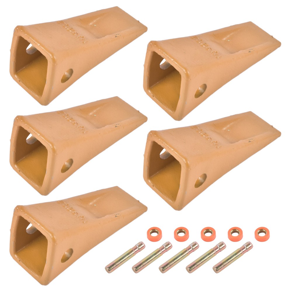 5 Pack 1U3202 Bucket Teeth with Pins 8E6208 Retainers 8E6209 Fits J200 Series