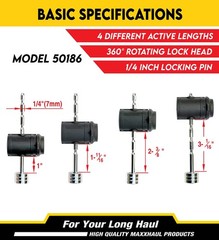MaxxHaul Trailer Tongue Coupler Lock – Adjustable Pin, 1/4″…