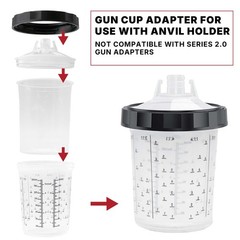 LAUCO 4 Pack Paint Spray Gun Hard Cup Set, 200ML (6.8 Oz) Reusable Mixing Cups