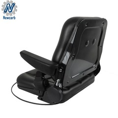 Black Forklift Seat PVC Tractor Seat W/ Armrests Seat Belt Seat Switch Universal