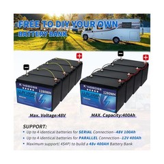 Kingboss 12V 100Ah LiFePO4, Lithium Battery 15000 Deep Cycles Lithium Iron Ph…