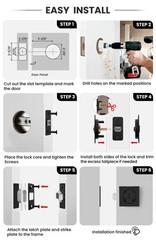 Goldenwarm Matte Black Square Pocket Door Lock Pocket Door Hardware For 2-1/8