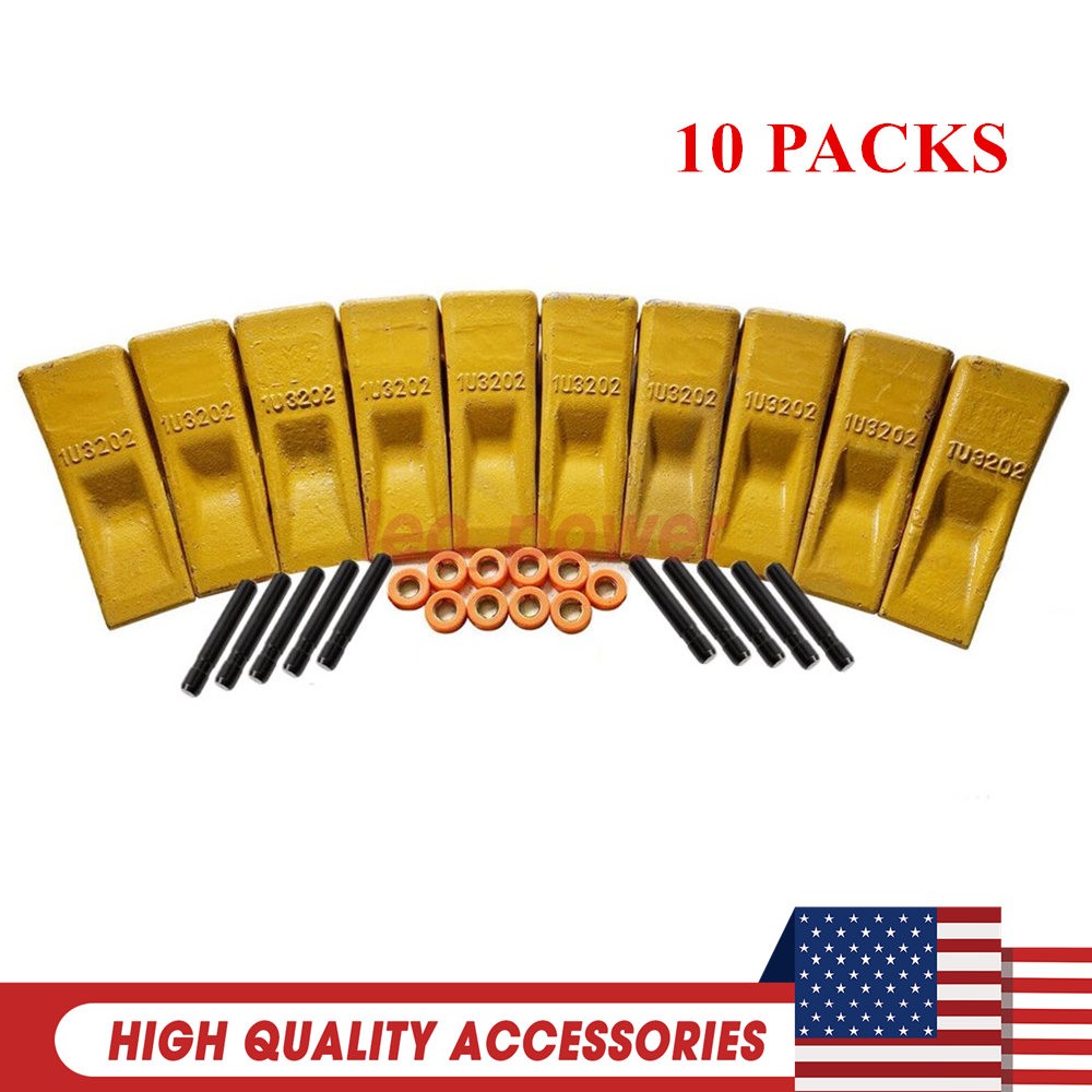 1U3202 Bucket Teeth with Pins 8E6208 Retainers 8E6209 for J200 Series – 10 Pack