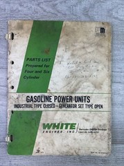 Vtg April 1973 WHITE ENGINES GAS POWER UNIT Parts List For 4 & 6 Cylinder Manual