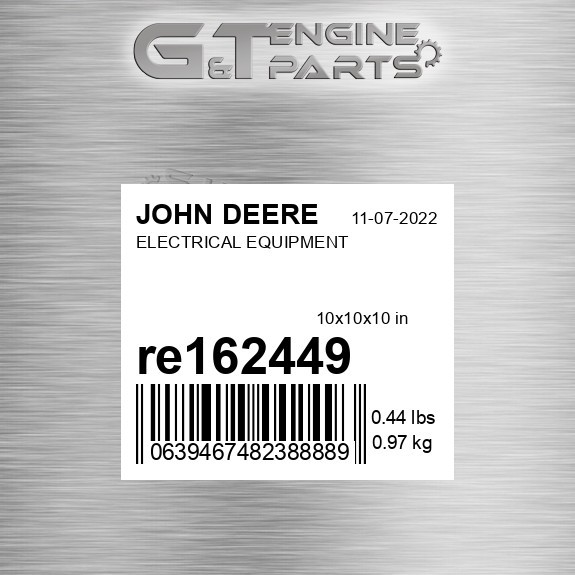 RE162449 ELECTRICAL EQUIPMENT fits JOHN DEERE (New OEM Open Box)
