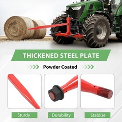 47″ Square Hay Bale Spear Spike Fork Tine For Tractors 4500lb Cap Each Red/Black