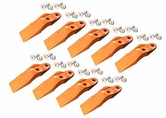 Cat Skid Steer Bucket Unitooth – Set of 9 with hardware – 2 3/8″ Hole Spacing
