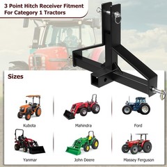 3 Point Trailer Hitch Category 1 Tractors 2in 1500lbs Compatible Kubota BX