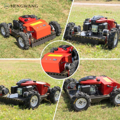 Remote-controlled gasoline lawn mower, suitable for backyards and outdoors.