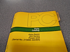 John Deere 404 Power Unit Parts Catalog. Stapled Paperback. PC-1151. Used, OEM!