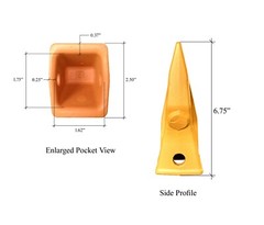 6 CAT J200 Style Backhoe Bucket Shanks 1″ Lip, Rock Teeth, 1U-3202TR3, 119-3204