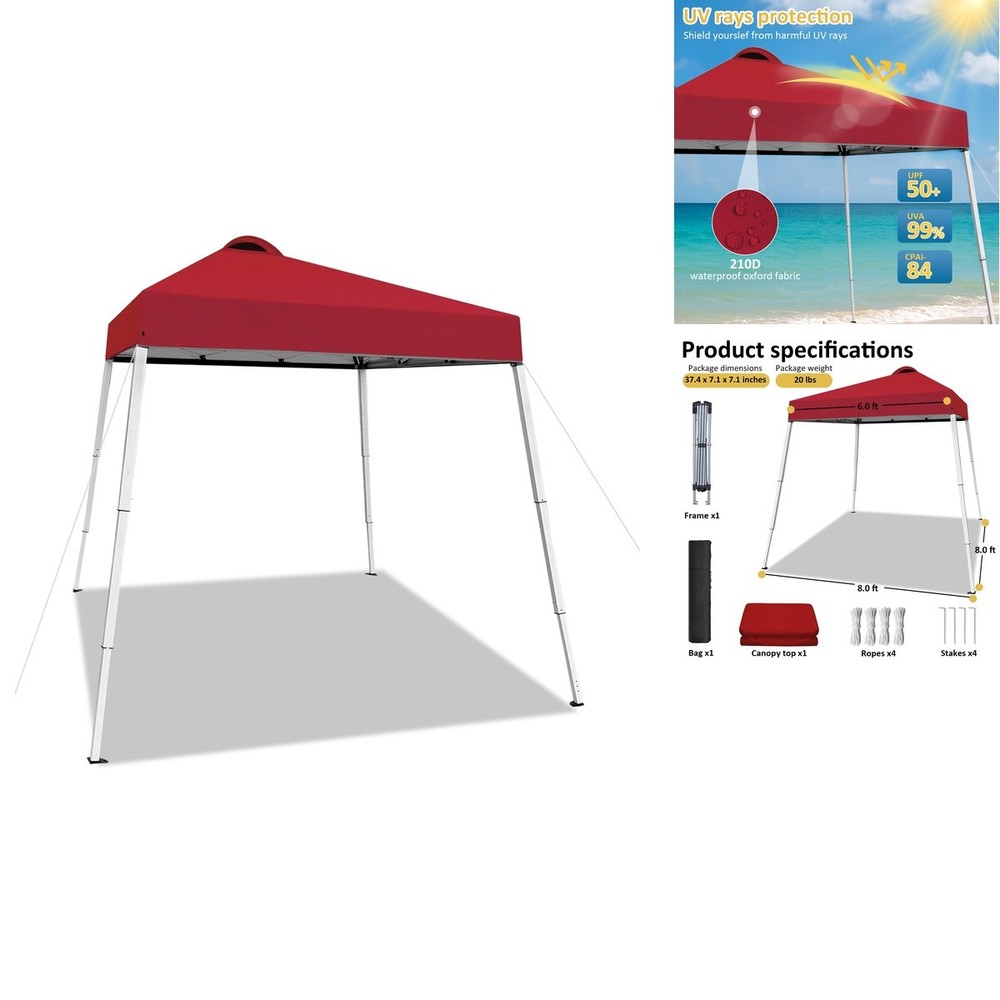SAILARY 8×8 Pop Up Canopy Tent Central Lock Design Slant Legs Backpack Red