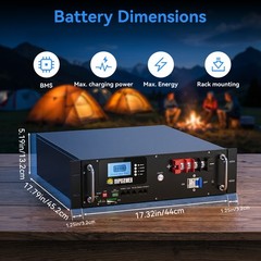 RVPOZWER 5.12kWh 48V 100Ah Server Rack Battery LiFePO4 Lithium Battery 100A BMS