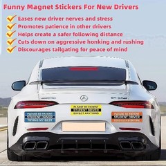 Reflective Funny New Driver Car Magnets, 3 Pack, 9.8×3.3 Inch, Removable Waterpr