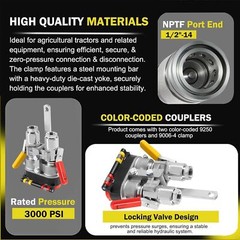 Pioneer 9500-4 Hydraulic Break-Away Coupler Kit Agricultural Tractor Clamp 1/2