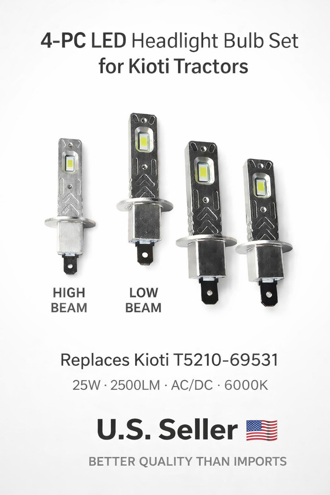 🌟Pro Series 4-Pc LED Headlight Bulb Set for Kioti RX7320 RX7320PC RX7330C-EU ⬆️