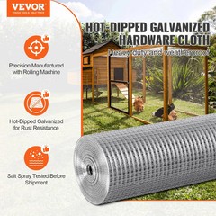 Hardware Cloth, 1/2 inch 24in x 100 ft 19 Gauge, Hot Dipped Galvanized Wire Mes