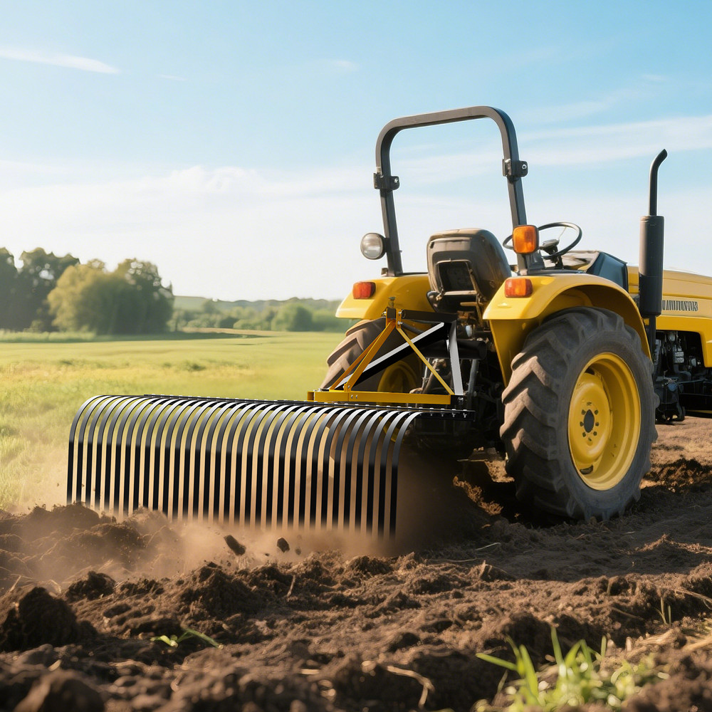 60″ 3 Pt Landscape Rock Rake For Category 1 Tractor Attachment Soil Gravel Lawn