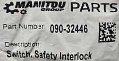 Owatonna Mustang Mfg Skid Steer Loader 090-32446 Interlock Switch