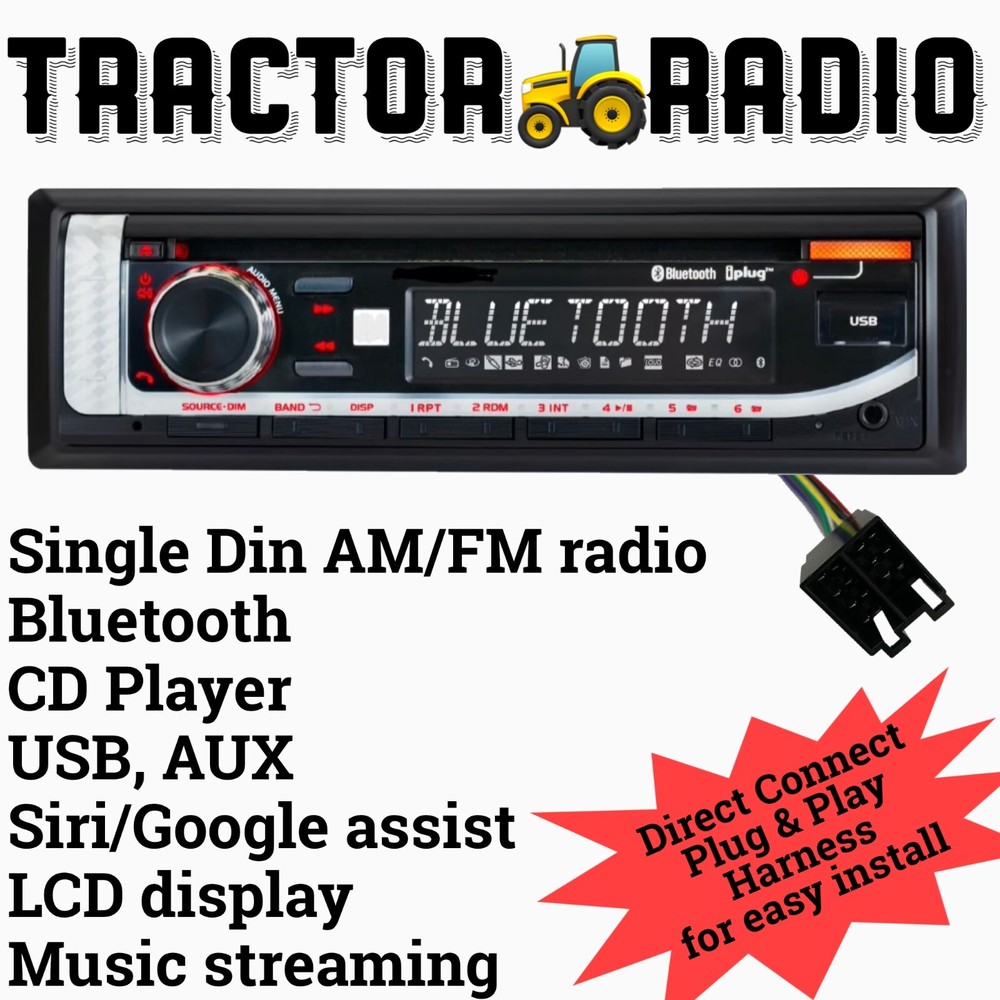 Direct Plug & Play Tractor Radio John Deere, JCB McCormick CD Bluetooth USB AUX