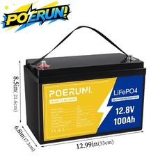 LiFePO4 12V 100Ah Lithium Battery Deep Cycle for Camper Van Off-Grid Solar RV