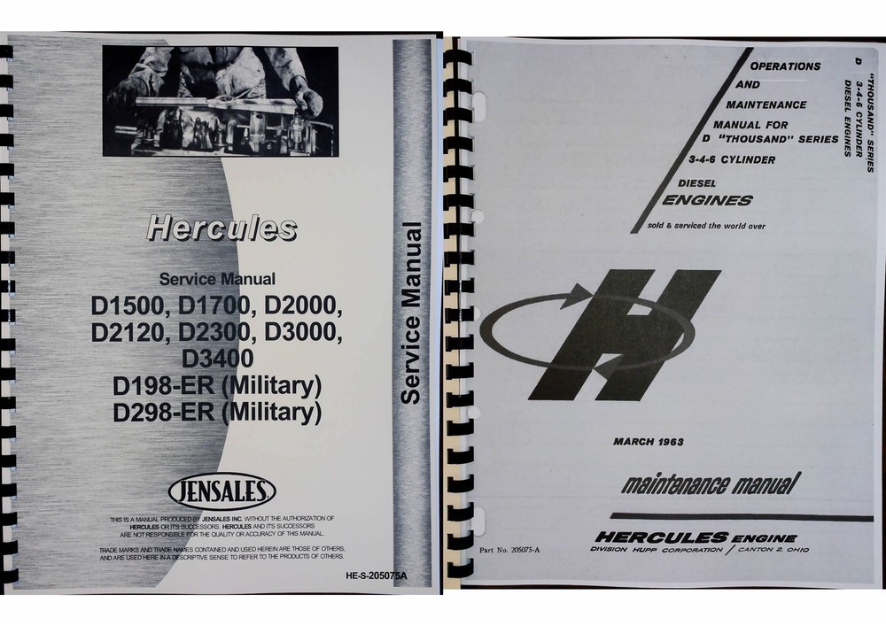 Hercules Engine Service Repair Manual D 1500 1700 – 3000 3400 D198-ER D298-ER